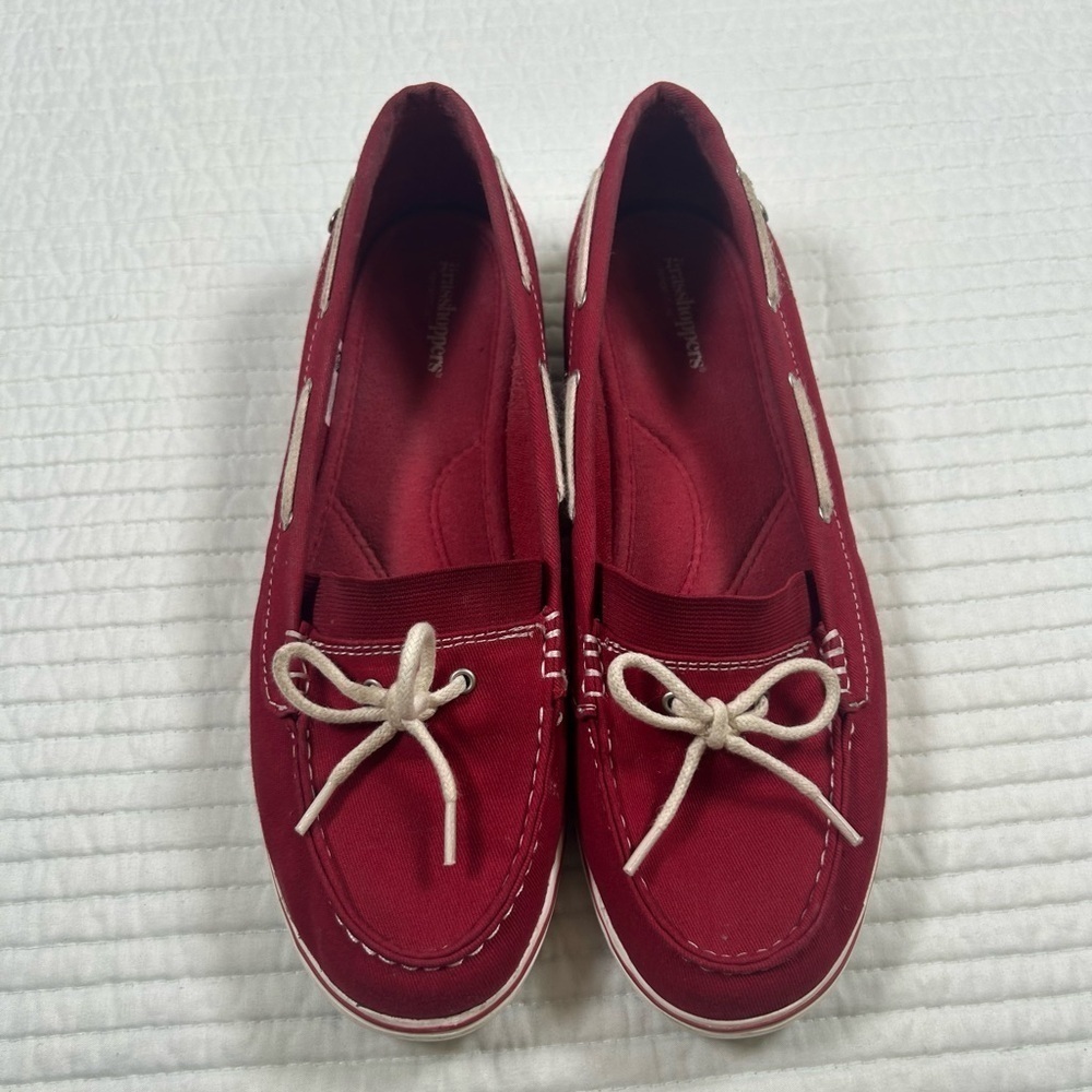Grasshoppers Red Canvas Shoes. Size 9.5 
Nautical. Fisherman. Boating. Coastal.
